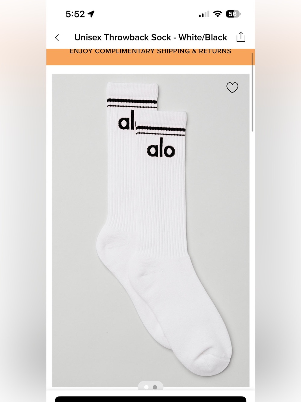 ALO Yoga unisex Crew Socks - white with black logo